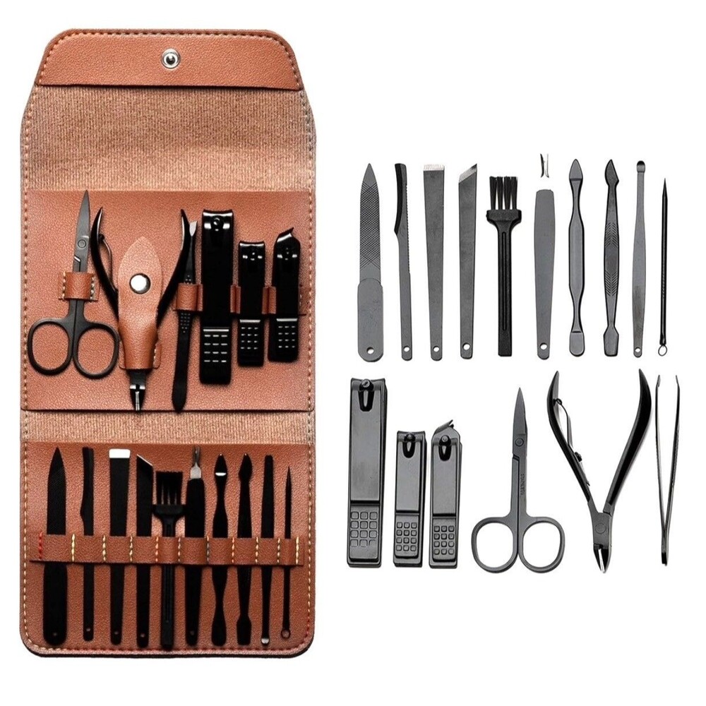 Nail Clipper Set - Manicure Set 16 Stainless Steel Pieces Manicure Kit For Men
